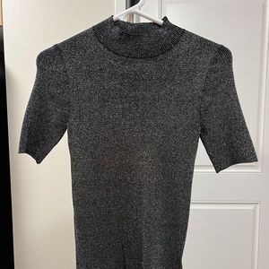 Forever 21, Black with silver sparkle, Short Sleve Turtleneck Sweater, Medium